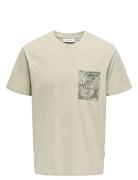 Onsperry Life Reg Leaf Ss Pockettee Noos ONLY & SONS Beige