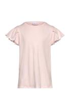 Short-Sleeved Ruffle T-Shirt Mango Pink