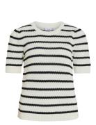 Vidalo O-Neck S/S Stripe Knit-Noos Vila White
