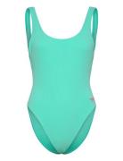 Womens Textured Deep U-Back Speedo Blue