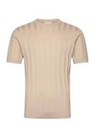 Knitted Crew Neck T-Shirt Lindbergh Beige