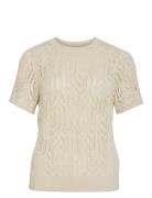 Vicotti S/S O-Neck Knit Top - Noos Vila Beige