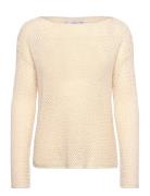 Openwork Knitted Boat-Neck Sweater Mango Cream