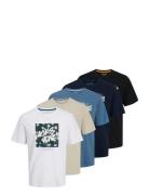 Jjhawaii Shape Tee Ss Crew Neck 5Pk Mp Jack & J S Patterned