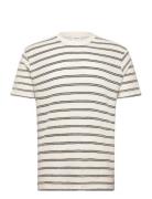 Striped Structured O-Neck Tee S/S Lindbergh Beige