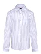 Linen Blend Striped Shirt Ls Tommy Hilfiger Blue