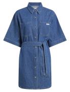 Linen Boxy Belted Shirt Dress Calvin Klein Jeans Blue