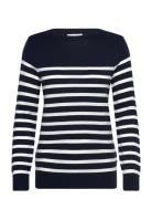 Fine Knit Striped Boat Neck GANT Navy
