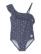 Swimsuit 1 Shoulder Frill, Aop Color Kids Navy
