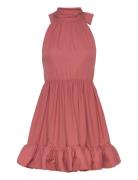 Fern Halterneck Ruffled Mini Dress Malina Pink