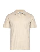 Jacquard V-Neck Polo S/S Lindbergh Cream