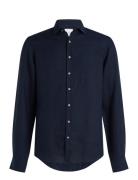 Linen Solid Slim Shirt Calvin Klein Navy