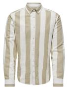 Onsarlo Slim Ls Stripe Hrb Linen Shirt ONLY & SONS Beige