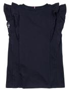 Broderie Anglaise Knit Top Ss Tommy Hilfiger Navy