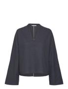 Nina V-Neck Linen Blouse Ahlvar Gallery Navy