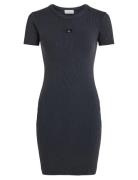 Washed Woven Label Rib Dress Calvin Klein Jeans Black