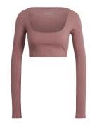 Studio Lounge Ribbed Cropped Long-Sleeve Top Adidas Sportswear Pink