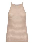 Halter-Neck Knitted Top Mango Beige