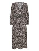 Printed Dress With Ruffled Detail Mango Black