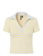 Pcjayjay Ss V-Neck Polo Top Jrs D2D Fsy Pieces Yellow