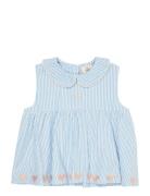 Seersucker Ss Blouse W. Hearts Copenhagen Colors Blue