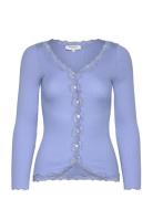 Rwbabette Silk Ls V-Neck Lace Cardi Rosemunde Blue