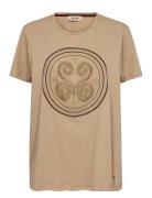 Mmzano O-Ss Embroidery Tee MOS MOSH Beige
