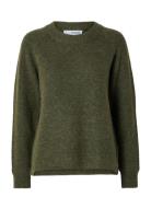Slflulu Ls Knit O-Neck Noos Selected Khaki