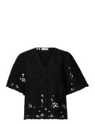 Slfdahlia Ss Broderi Shirt Noos Selected Black