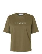 Slfvilja Ss Printed Tee W Noos Selected Khaki