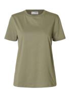 Slfmyessential Ss O-Neck Tee Noos Selected Khaki