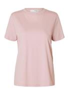 Slfmyessential Ss O-Neck Tee Noos Selected Pink