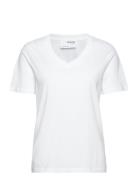 Slfessential Ss V-Neck Tee Noos Selected White