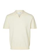 Slhteller Ss Knit Polo Noos Selected Cream