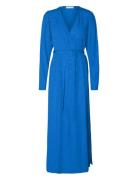 Slfludwika Ls Ankle Satin Dress B Selected Blue