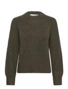Slfrena Ls Knit O-Neck Camp Selected Khaki