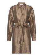 Slfsilva-Tonia Ls Shirt Dress B Selected Gold