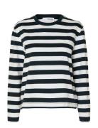 Slfessential Ls Striped Boxy Tee Noos Selected Patterned