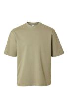 Slhlooseoscar Ss O-Neck Tee Noos Selected Khaki