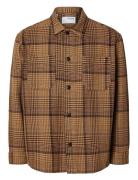 Slhboxy-Houndstooth Big Check Overshirt Selected Brown