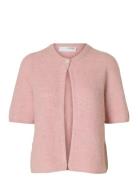 Slfsia Ras 2/4 Rib Knit Cardigan Noos Selected Pink