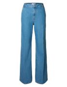 Slfevelyn Hw Extra Wide Jeans Selected Blue