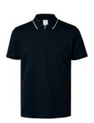 Slhfave Sport Zip Ss Polo Noos Selected Navy