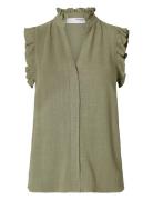 Slfviva Sl Sun Ruffle Top Noos Selected Green
