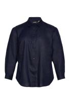 Relaxed Fit Linen Roll Tab–Sleeve Shirt Lauren Women Navy