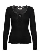 Rmwbalta Modal Ls Placket T-Shirt RM By Rosemunde Black