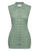 Hele Long Structure Knitted Vest Malina Green
