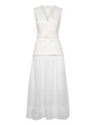 Linen And Ramie Dress With Belt Mango White