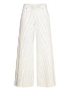 Wide Leg Jeans With Stripes And Belt Mango White