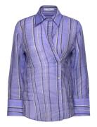 Striped Shirt With Multi-Position Closure Mango Blue